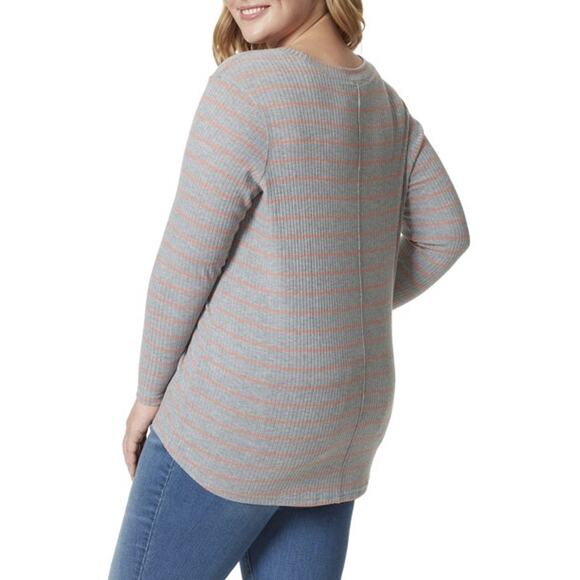 3/15 NWT Jessica Simpson Plus Size Melinda Strip Crabapple Stripe - Picture 3 of 3